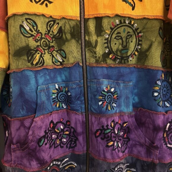 Rising International Women 3XL Plus Floral Patchwork Hoodie Yellow Boho Hippie - Picture 8 of 12